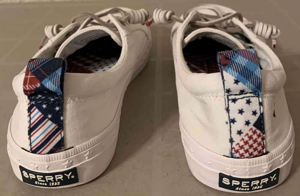 SPERRY Top Sider Boat Shoes Womens 8 White Slip Ons Nautical Costal - Picture 5 of 9